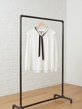 White House White Blouse With Black And White Ribbon